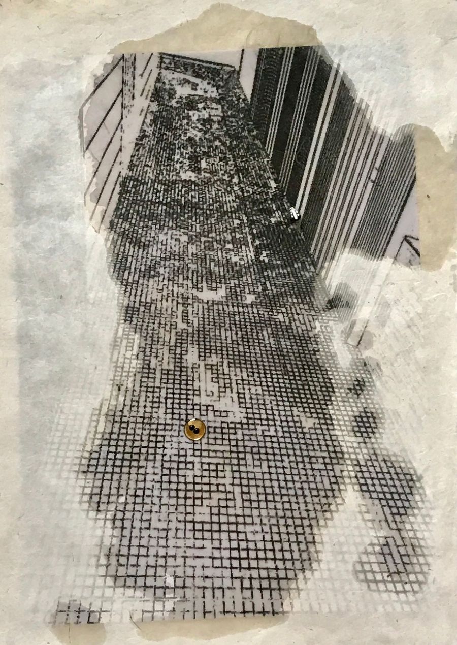 rise of consciousness, seeds on gold on multi-layered collage