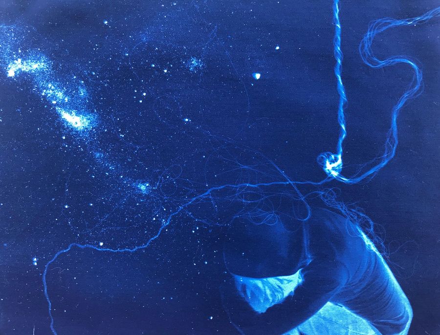 stellaris, cyanotype on fabric