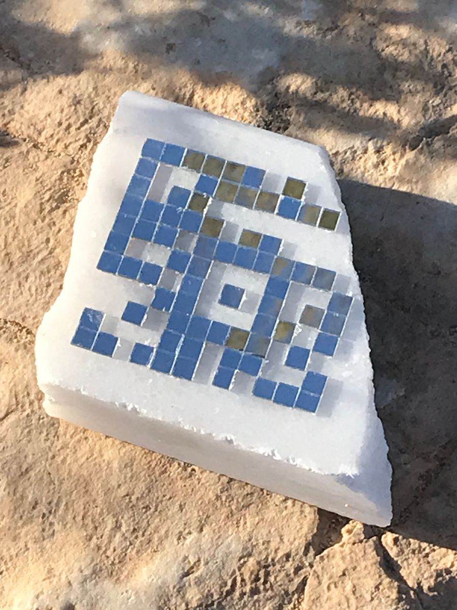receiver, QR-code mirror mosaic on marble